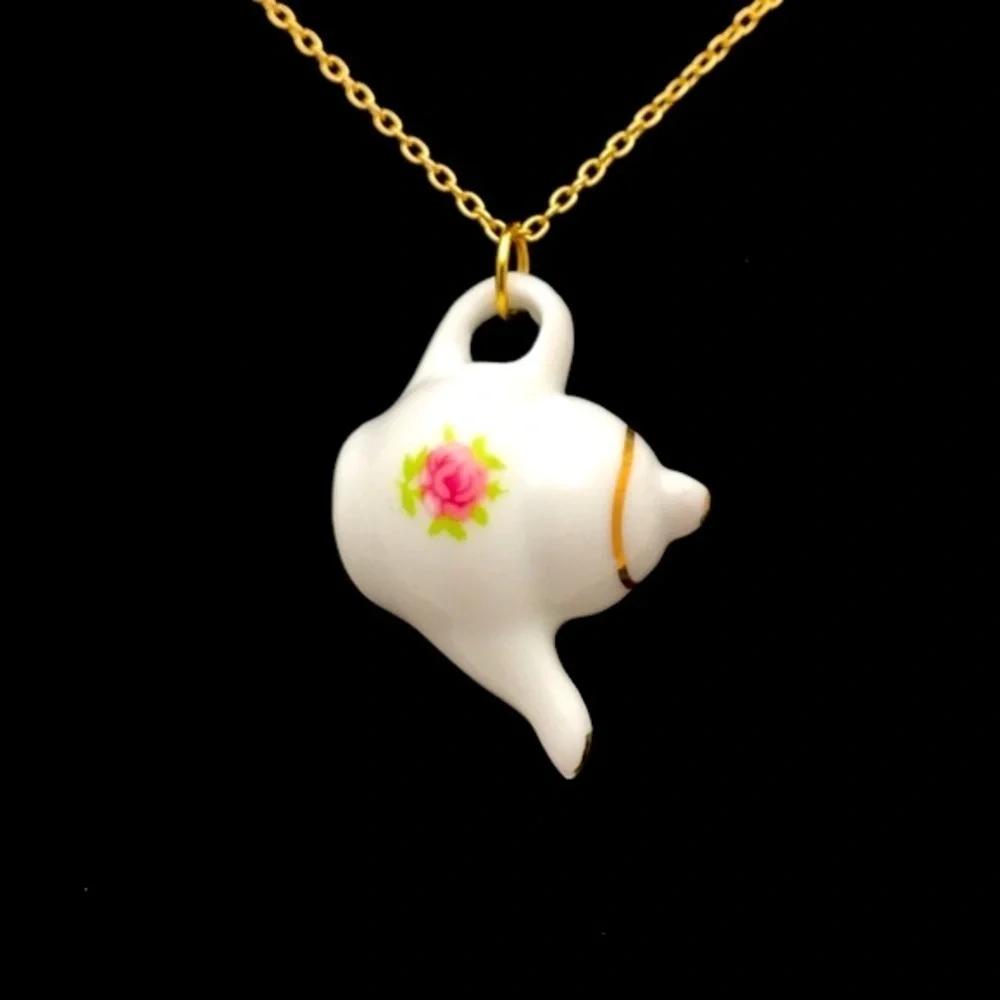Bridgerton Ceramic Teapot Charm Necklace - Picture 7 of 13